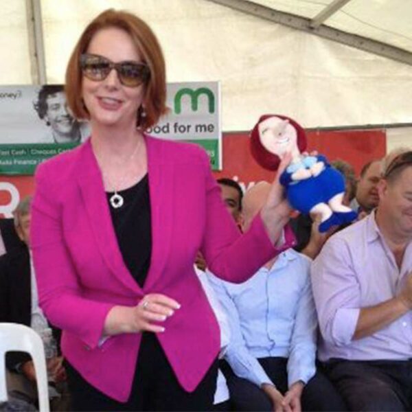 Julia Gillard with funny Dog Chew Toy