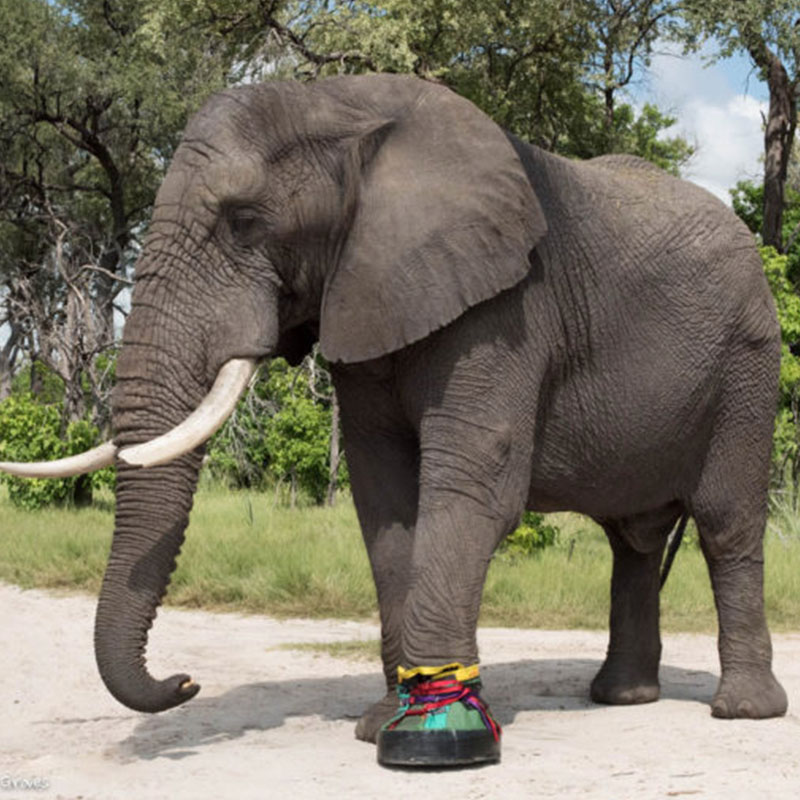 Elephant with elephant boot