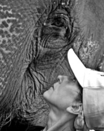 Dr Katrina Gregory and elephant